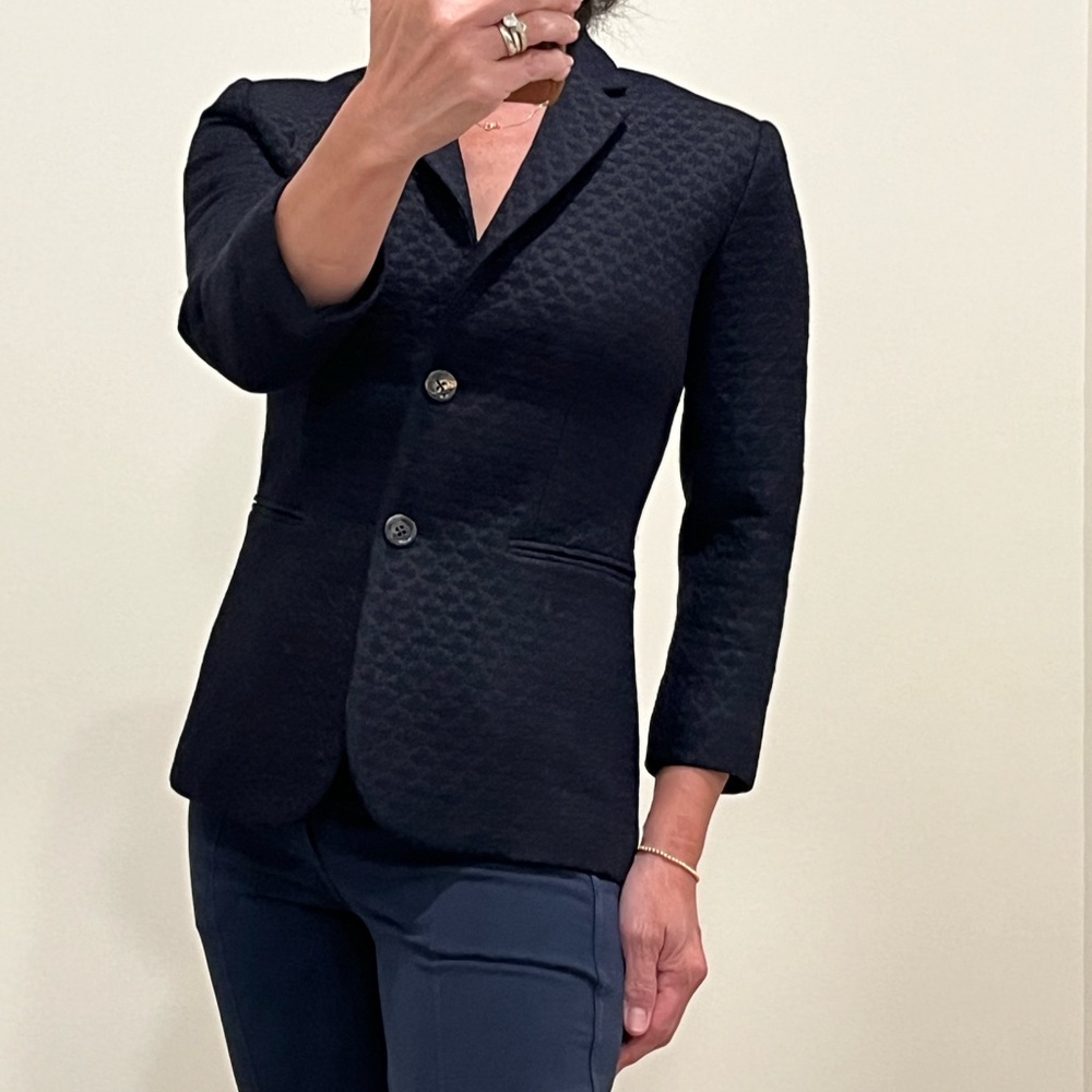 The Row black navy boucle blazer size 0